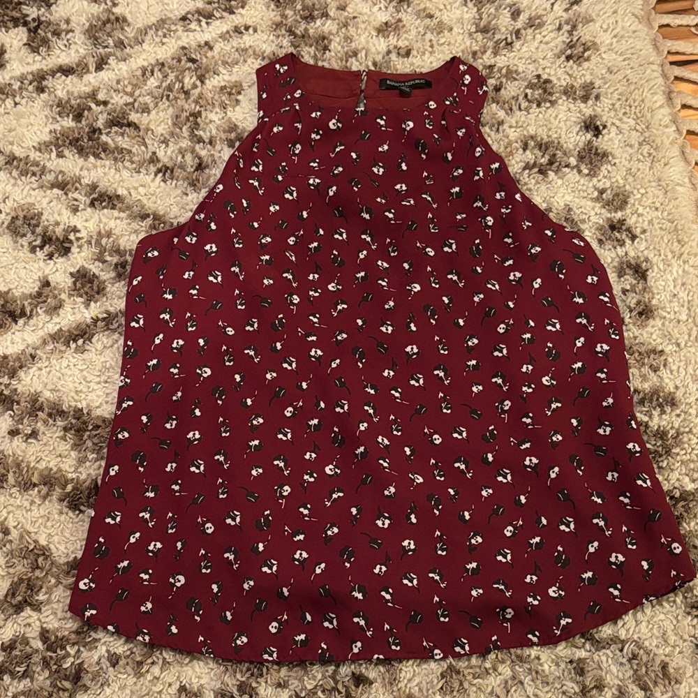 Banana Republic Burgundy Floral Blouse